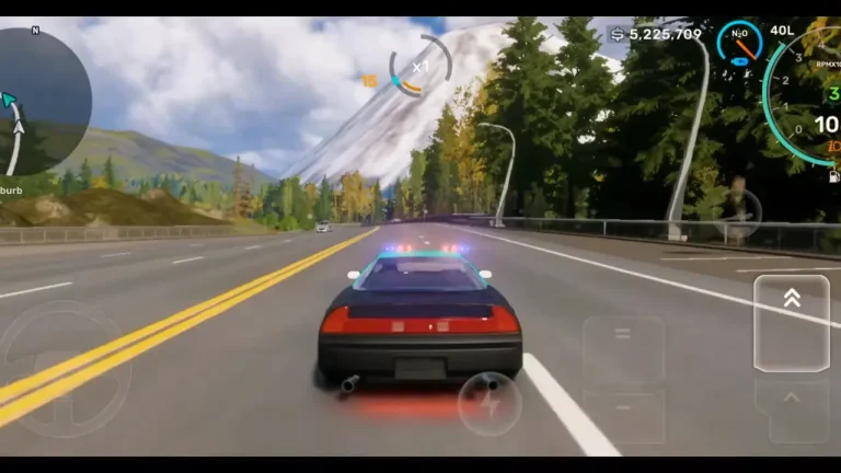 police car chase scene on street road in carx street mod apk